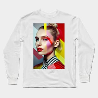 Modern pop art style woman portrait Long Sleeve T-Shirt